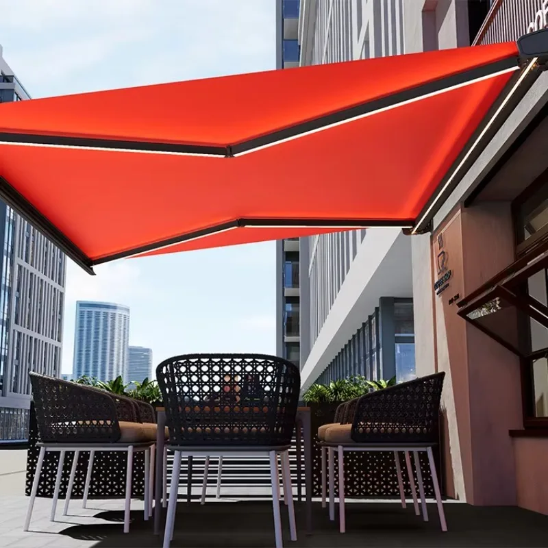 High-End Customized Motorized Retractable Awning White Aluminum Frame PVC Sail Remote Control Operation Outdoor Patio