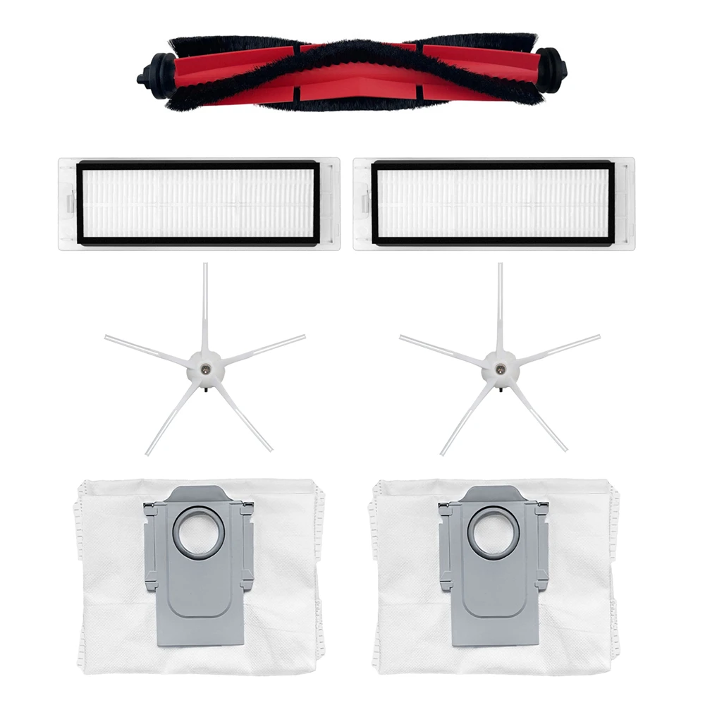 Main Brush*1/ Side Brush*2/ Hepa Filter*2/ Dust-Bag*2/ Roller Cover*1 for ROBOROCK Q5 Sweeper Replacement Cleaning Kits