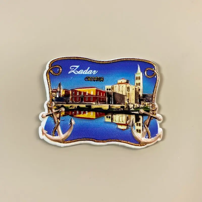 

Zadar Croatia Europe Fridge Magnet, Refrigerator Magnet with Historic Buildings, Anchors & Water Reflection, Cute Home Decor