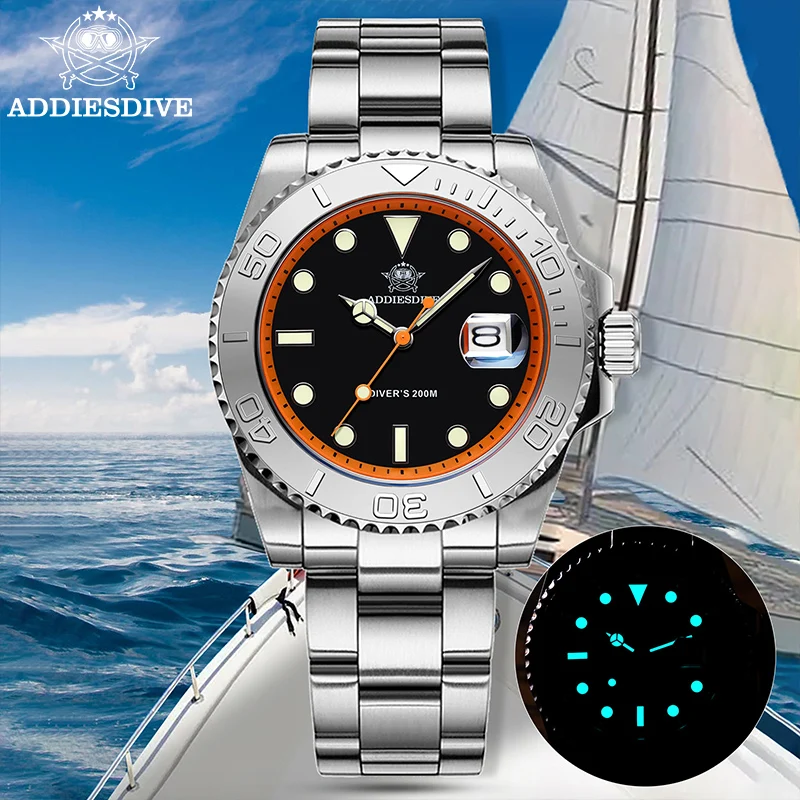 

ADDIESDIVE New Watch for Men 200m Diving Stainless Steel Bezel Quartz Wristwatch BGW9 Luminous Diver's Watch reloj hombre