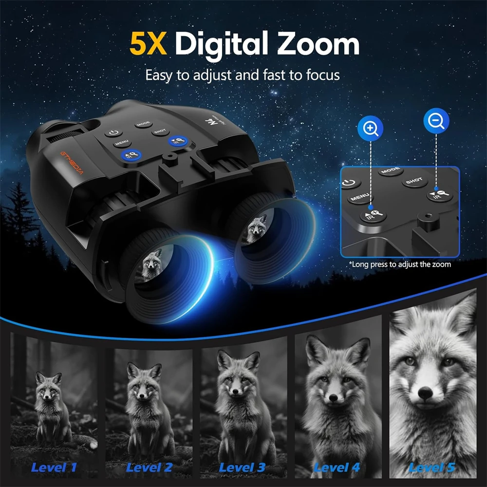 GTMEDIA N4 Night Vision Binoculars Infrared Night-Visions Device 1080P 5X Digital Zoom Head Mount Goggles Day/Night Use Outdoor image 6