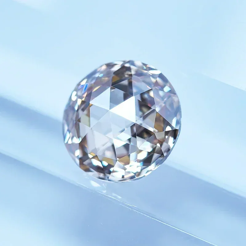 

NEW Moissanite Champagne Color Round Shape Double Faced Rose Cut Charm Beads for DIY Jewelry Making Materials with GRA Certifica