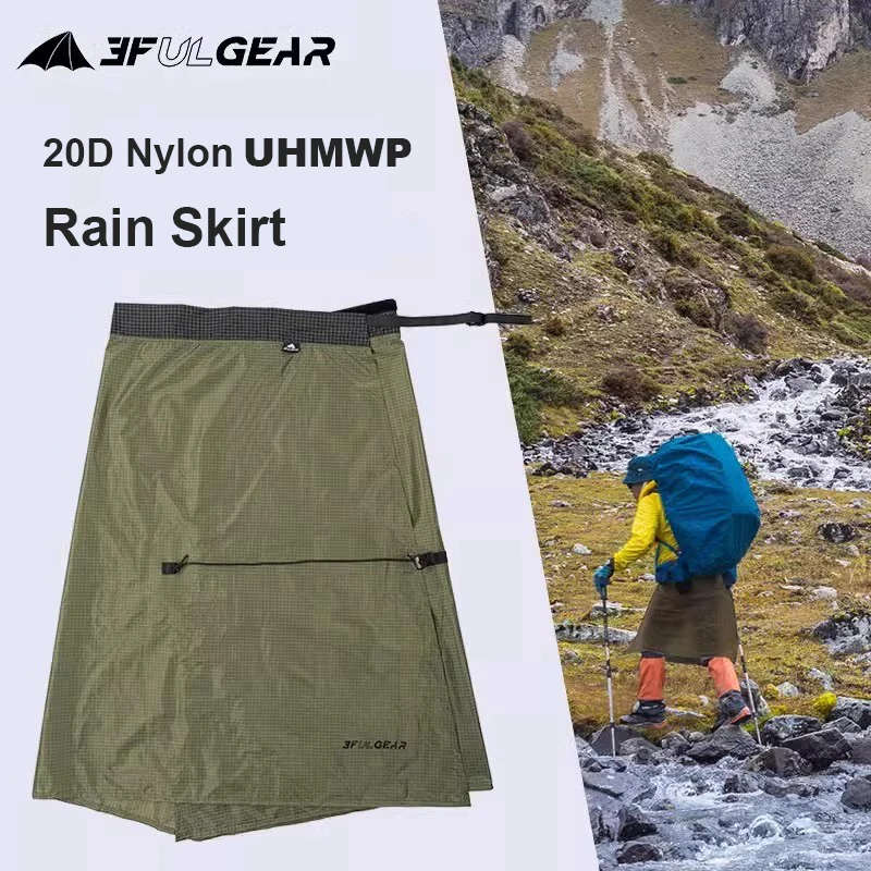 3F UL GEAR 20D UHMWPE sprzęt przeciwdeszczowy odzież przeciwdeszczowa długa deszczowa Kilt wodoodporna spódnica spodnie do biwakowania na zewnątrz turystyczny płaszcz przeciwdeszczowy