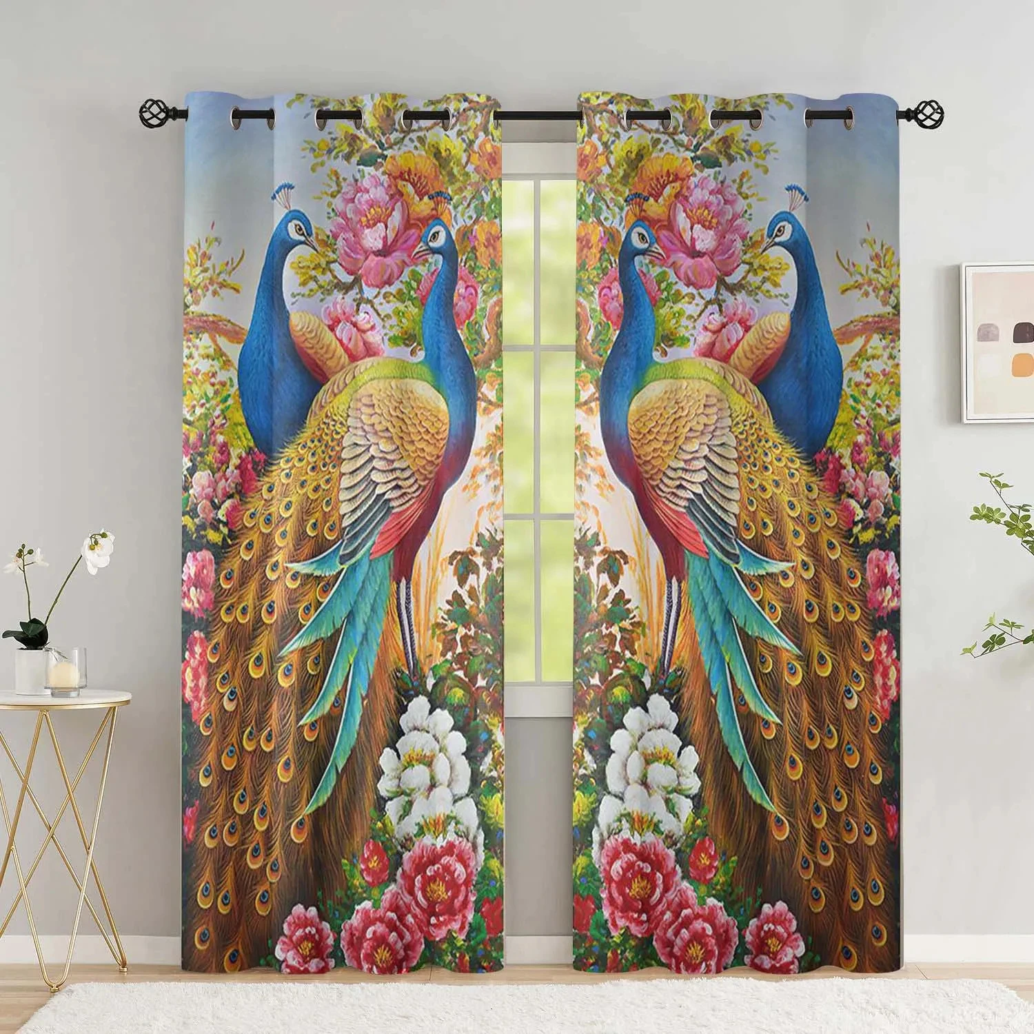 Peacock Flower Thick Curtains for The Bedroom Animal Drapes in Living Room Curtin for Window Home Decor High Shading New Drape