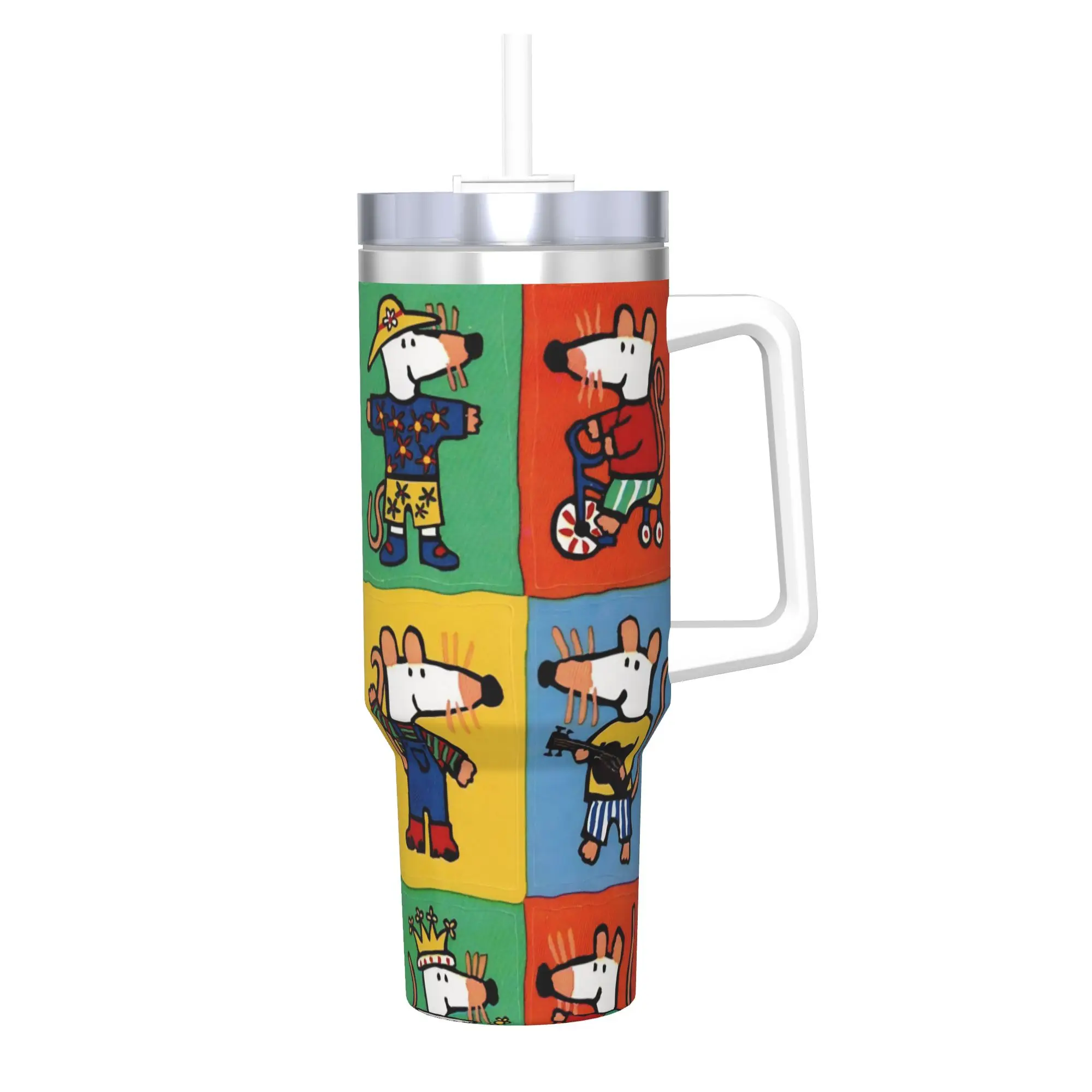 Maisy Mouse Tumbler With Straw  Stainless Steel Mugs Cup Double Wall Vacuum Insulated for Cold Or Hot 40oz