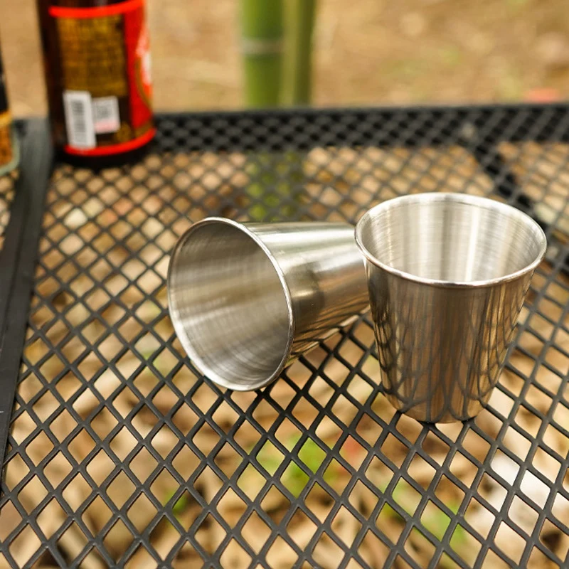 Outdoor Portable Stainless Steel Wine Cup, Mini Liquor Cup, Travel Picnic, Ultra Light Water Cup, 4 Pcs, 6 Pcs