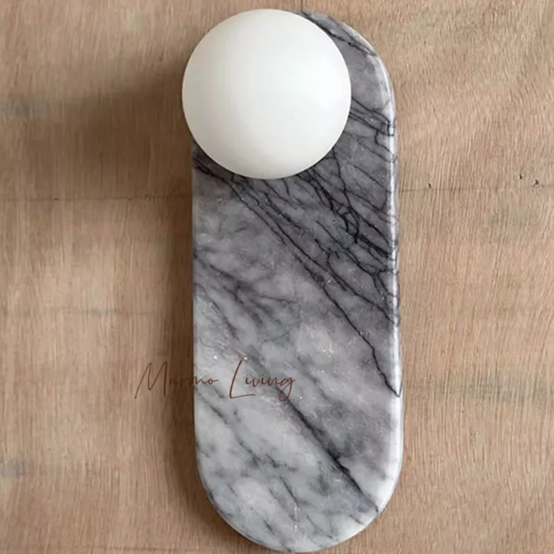 

Middle-aged silent wind natural marble wall lamp designer model room villa bedroom living room corridor background wall lamp