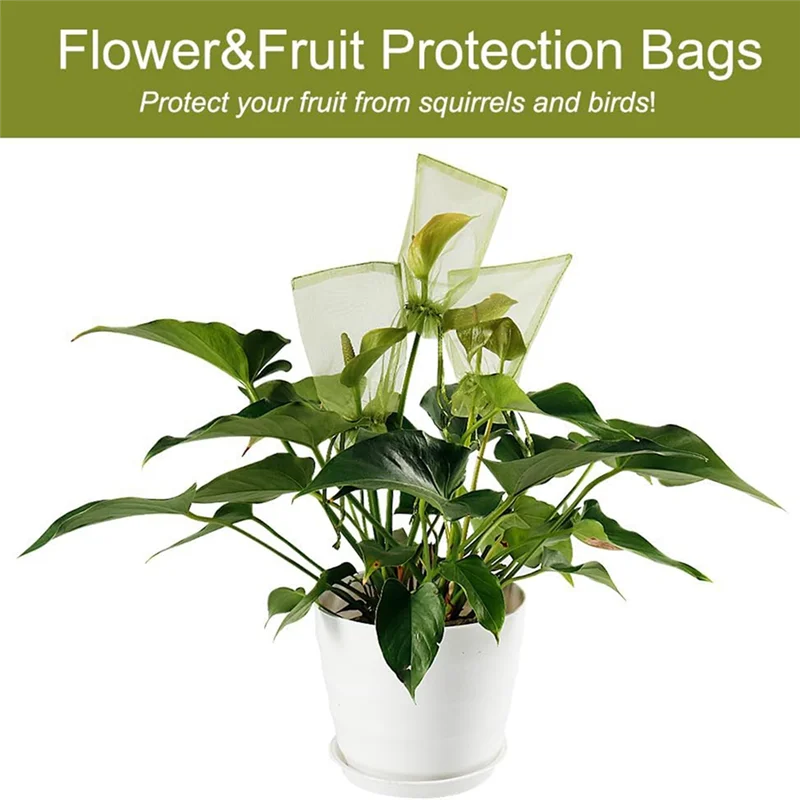 100Pcs Fruit Protection Bags (4X6 Inches) Green Mesh Lid Bag Drawstring Mesh For Fruit Protection Vegetable Garden Easy To Use