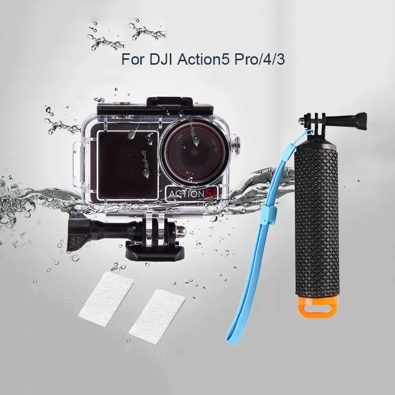 Waterproof Case for DJI Action 5 Pro/4/3 Housing Diving Shell Floating Hand Grip Handle Selfie Stick Anti Fog for Action 5 Pro