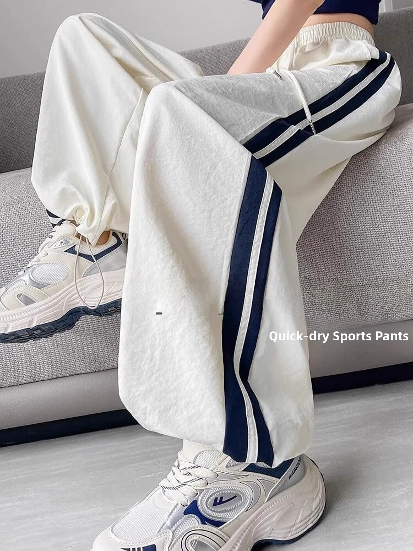 アイスシルク速乾ワイドレッグルーズフィット夏薄手ワークウェアパンツ女性カジュアルスポーツパンツ韓国風スリムハイウエストロングパンツ