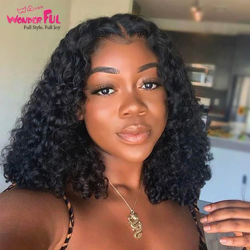 

Curly Human Hair Wigs For Women Short Kinky Curly Remy Brazilian Hair Wigs 13X2 Highlight Colored Lace Front Wigs Short Lace Wig