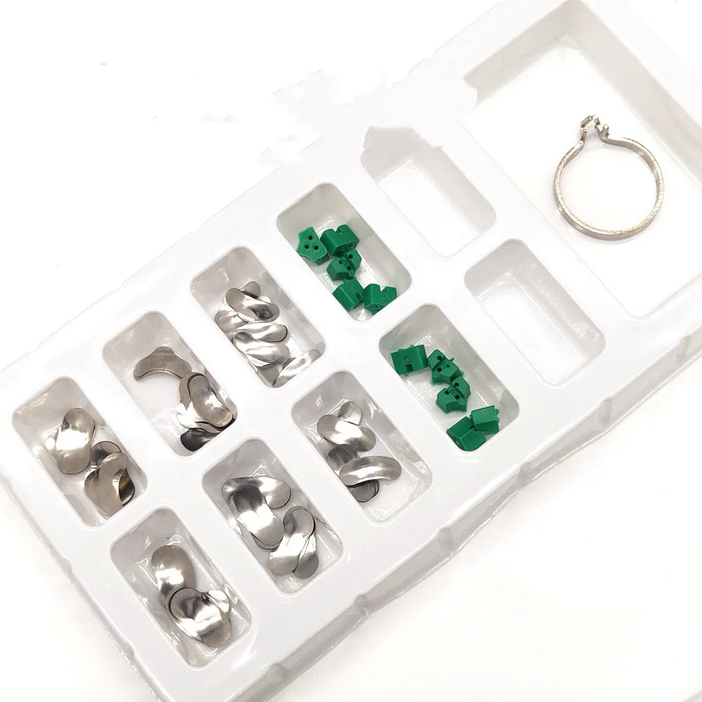 

Набор из 60 шт. ортодонтических секционных контурных матричных колец-клиньев Delta Wedge зеленого цвета из силикона с кольцом