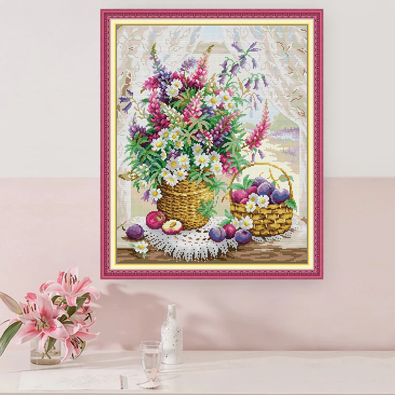 Joy Sunday Summer Flavor Cross Stitch Kit Aida 16ct 14ct 11ct Count Print Canvas Stitches Embroidery Handmade Needlework Decor