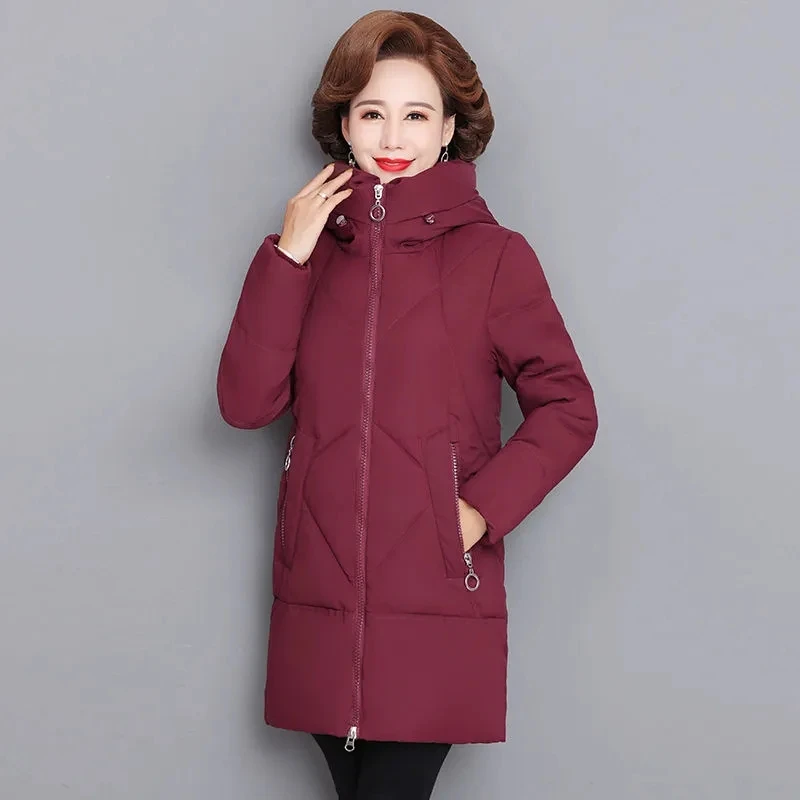 

Women's Down Cotton-Padded Jacket, Elegant Overcoat, Loose Hooded, Thick, Warm, Long Parka, Autumn, Winter, New, JJ814