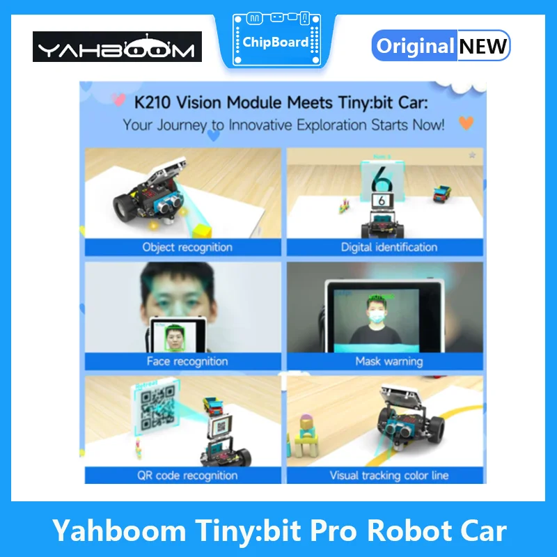 Yahboom Tiny:Bit Pro AI Visual Robot Car, módulo de programación K210 para Kit de conducción autónoma de reconocimiento Visual AI