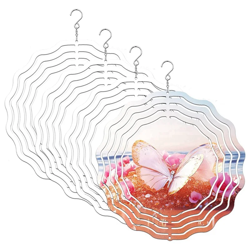 6PCS 3D Double Sided Sublimation Wind Powered Kinetic Sculpture 8 Inch Wind Spinner Blanks For Yard Garden