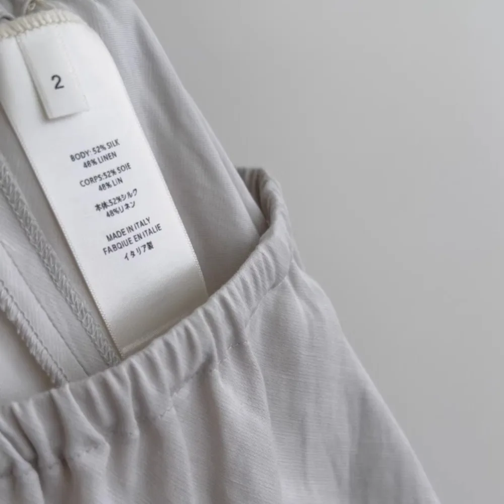 New Black Trousers High-end Elastic Waist Silk Linen Slightly Flared Casual Pants