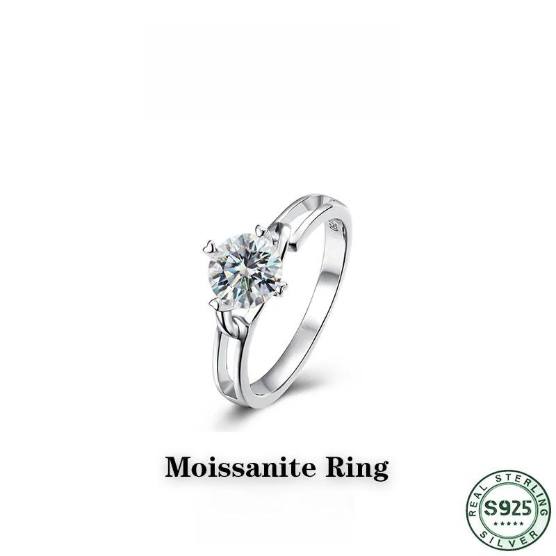 Classic 100% s925 sterling silver ring women's twisted arm bow, four claw one carat moissanite ring women's ring wedding jewelry