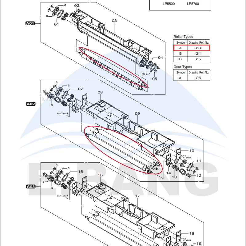 350/370/550/570 334H0207/334H0208 Bridge Shaft Color Photo Processor Paper Transport Printing Machine Replacement Parts