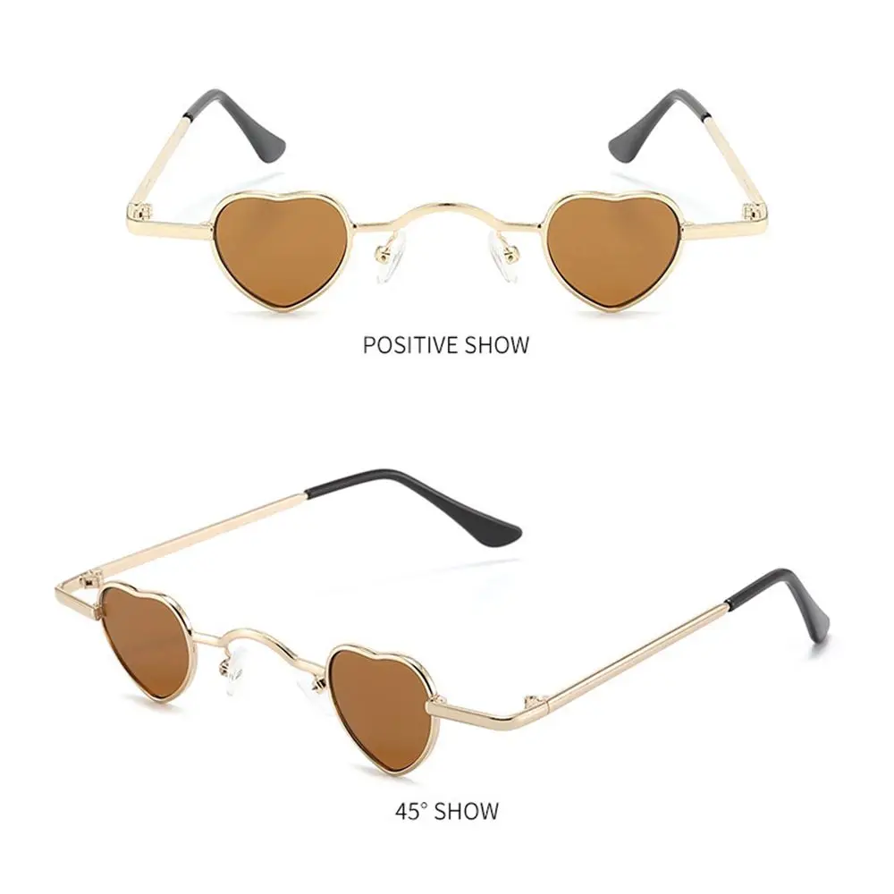 Retro Punk Candy Color Metal Frame Sun Glasses Heart-Shaped Sunglasses Ultra-small Shades