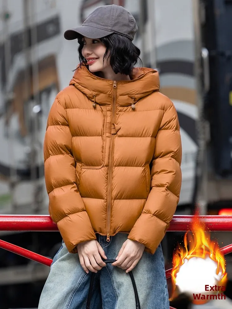

Women's Hooded ort Puffer Jaet Thiened Winter Cotton Coat Bread Sle Outerwear Korean Loose Fit Long Sve Zipper