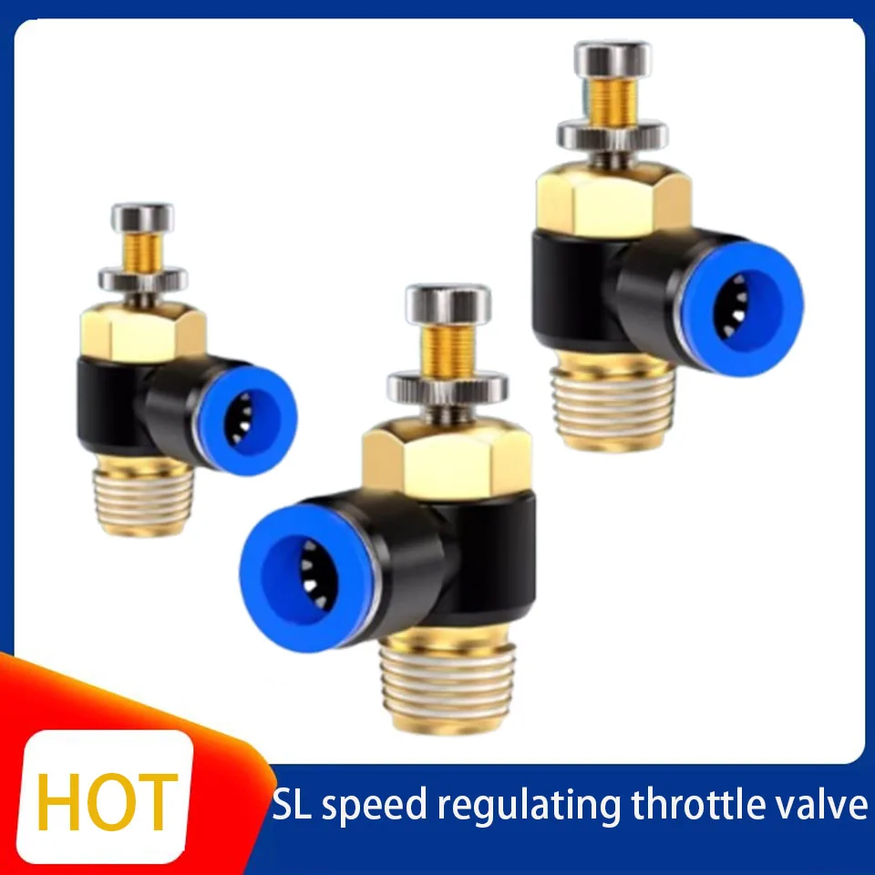 Pneumatic Throttle Valve Air Pipe Quick Connector Speed Control Valve Cylinder Pressure Regulation Sl4*6/8-m5/02/01