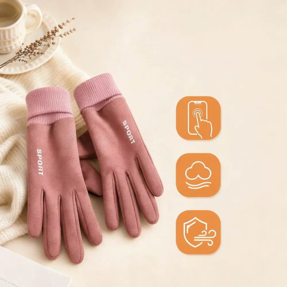 Thermal Suede Gloves For For Kunyan Winter Outdoor Cycling Touch Screen Fingerless Flip Cover Mittens Thickened Windproof Gear