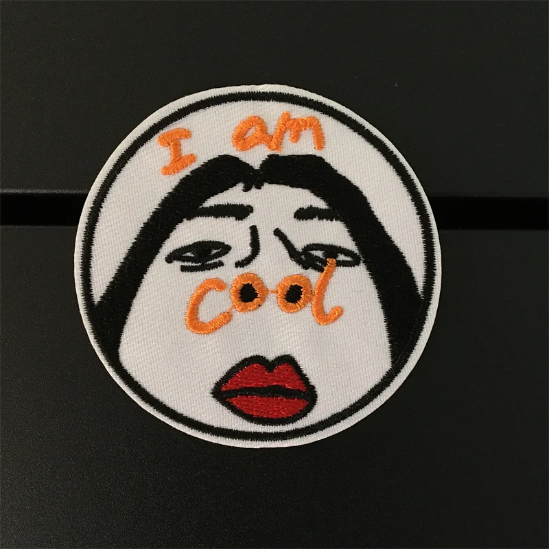 I AM COOL Embroidery Patch DIY Cute Iron On Patches For Clothing Stickers Decoration On Clothes Stripes