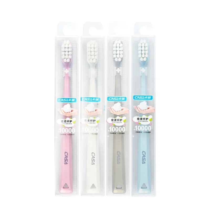 1pc/set Natural Soft Fur Toothbrush Soft Bristle Teeth Whitening Macaron Toothbrushes Dental Oral Care with Protective Cover