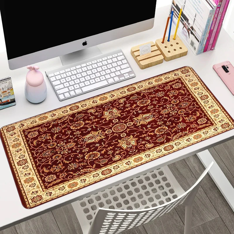 Large Mouse Pad Beautiful Oriental Persian Pattern Desk Mat Control Pads Vintage Table Carpet Non-slip Rubber Desktop Home Decor