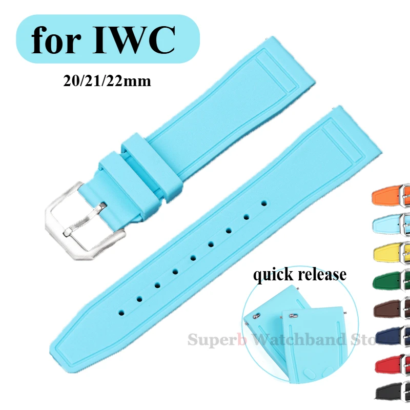 20mm 21mm 22mm Premium Rubber Strap for IWC PILOT Portugieser Men Quick Release Bracelet Diving Waterproof Sport Watch Band