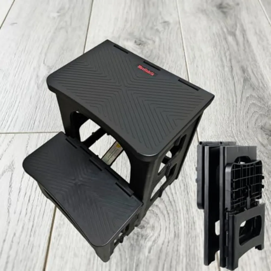 2-Step Folding Stool LadderNon-Slip Portable Collapsible Step Stool for Kitchen Bathroom Home RV Closet Office 16.5