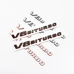 New color blocking Letter V8 BITURBO Emblem for Mercedes Benz AMG Car Styling Fender Logo Sticker Chrome Black Red
