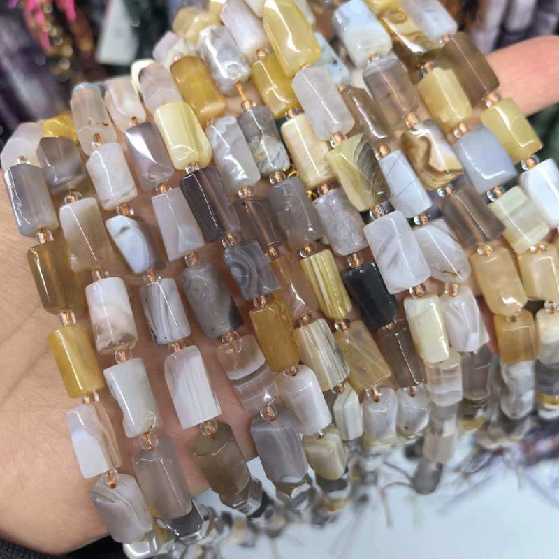 Natürliche Zylinder Stein Perle Bunte Weiße Jaspis Quarz Rohr Charms Perlen Für Schmuck Machen Diy Armbänder Halskette – Detail 27