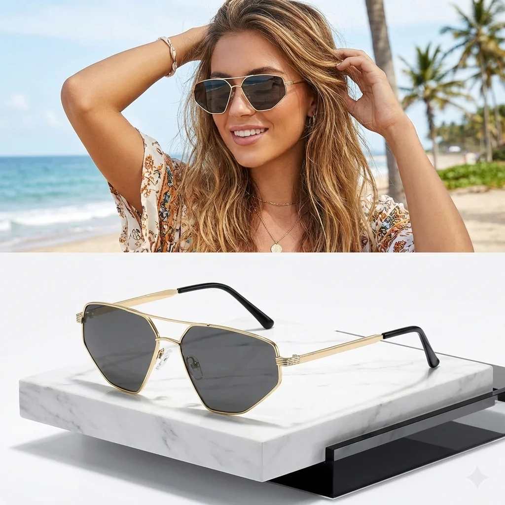 

Metal Glasses Cat-eye Retro Sunglasses for Women Men's Large-frame Sunglasses