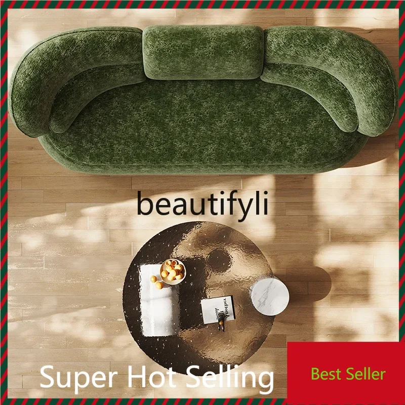 

A71Italian minimalist fabric sofa high-end living room household curved light luxury straight row cream wind