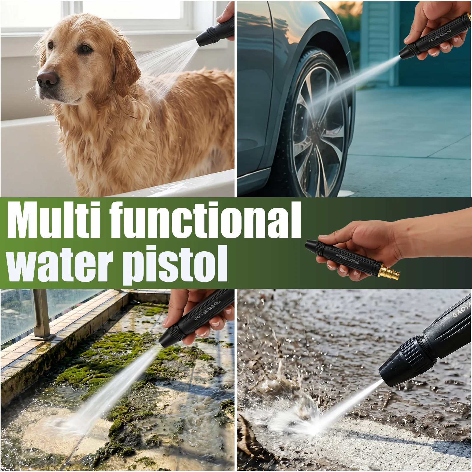 Water Hose Nozzle High Pressure Garden Hose Nozzle with Clamp Adjustable Multi Pattern Hose Nozzle for Lawn Watering Pet Bathing image 6