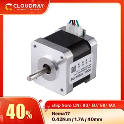 Cloudray Nema 17 스테퍼 모터 0.42N.m 1.7A 2 상 40mm 스테퍼 모터, 4-리드, 3D 프린터 CNC 조각 밀링 머신