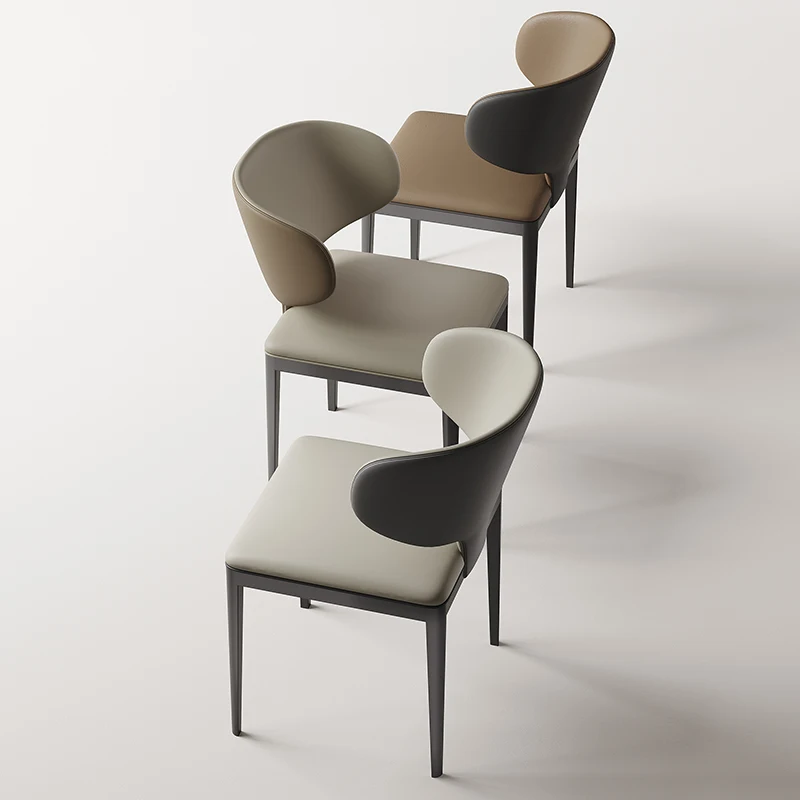 

Italian Two-Tone Leather Dining Chair - Designer Minimalist Chair with Ergonomic Backrest