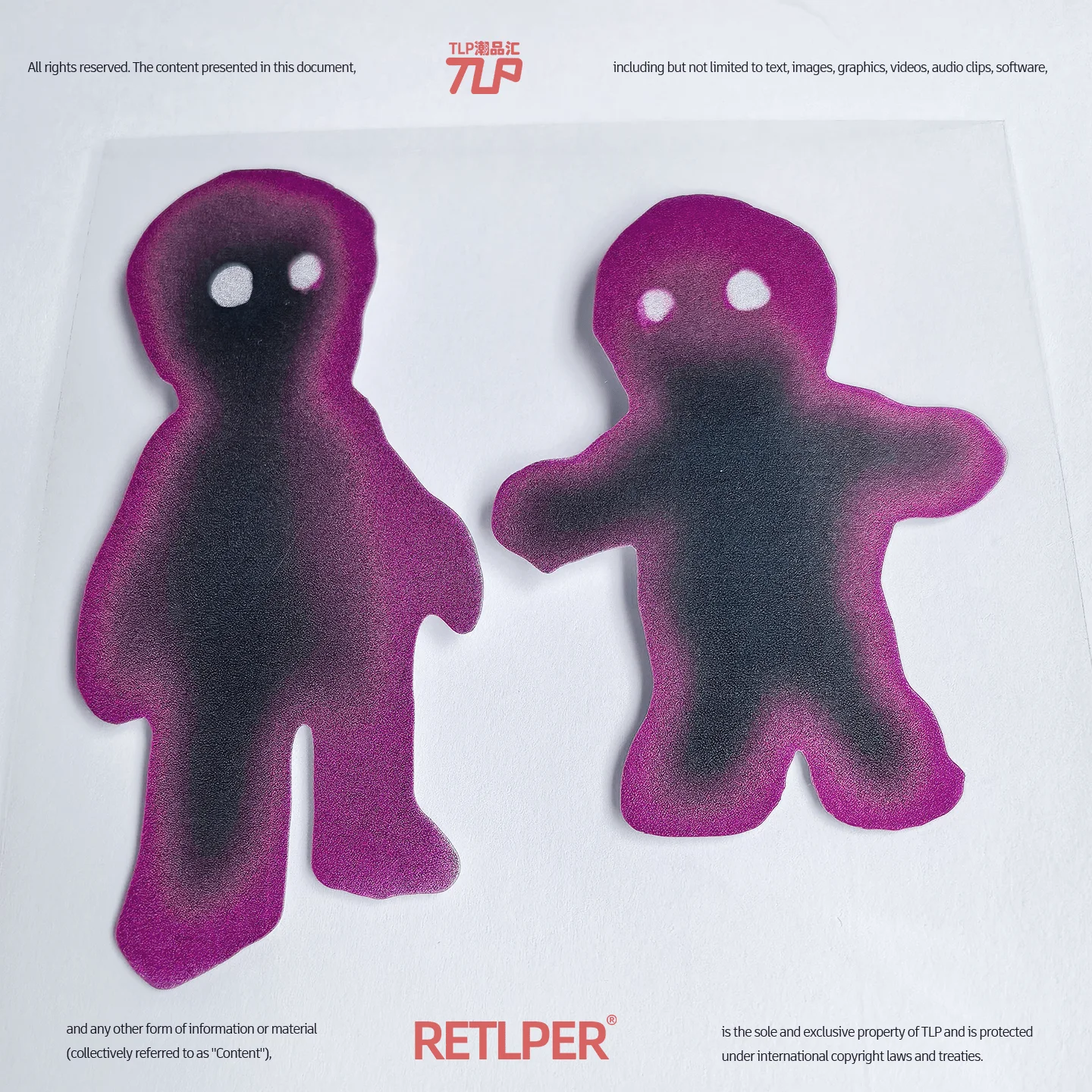Retlper reflecterende autosticker origineel vertrouwende kleine roze figuren met wazig effect, waterdicht voor niche-auto's en motoren