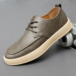 Mens Leather Loafers Non Slip Walking Flats Breathable Outdoor Slip on Casual Shoes for Male Work Office Driving