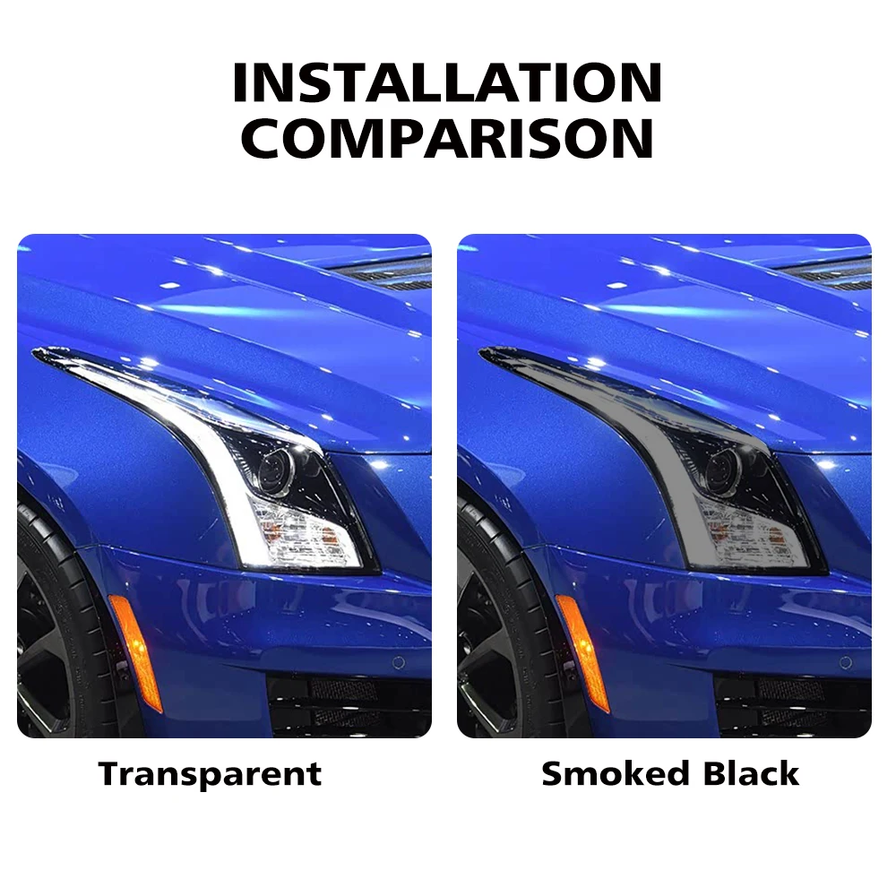 Custom Fit for Cadillac ATS 2013-2019 High-Gloss Smoke Black Headlight Protective Film TPU PPF Pre Cut Anti-Scratch Vinyl Wrap view 4