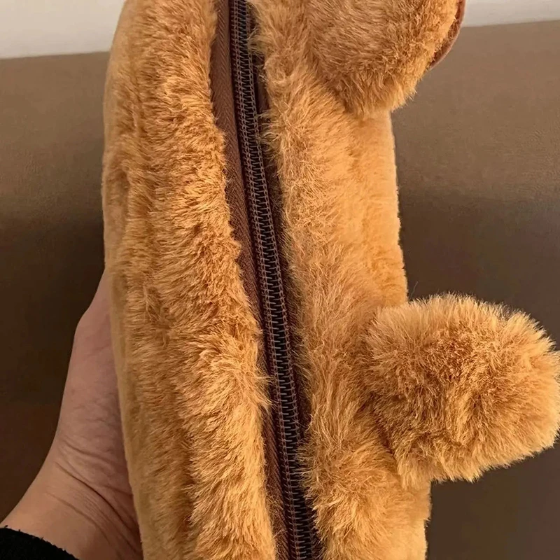 Imagem -05 - Bonito Plush Capybara Lápis Bolsa de Armazenamento Cartoon Animal Pen Case Bolsa de Papelaria Multifunções Grande Capacidade