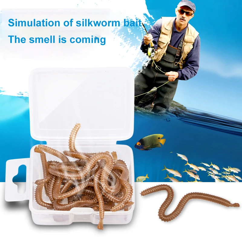 1~10PCS 18g/box Natural Sandworms Live Fishing Lures Freshwater For Feeder Catfish Fishy Smell Soft Bait