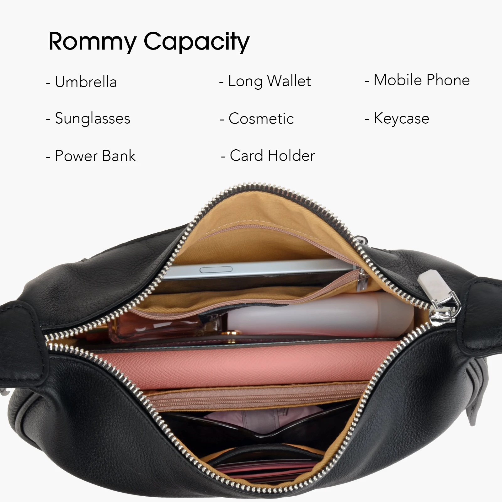 女性用ドナインフルグレインソフトレザーホーボーバッグ、クレセントクロスボディ、トレンディーなブラック、ハーフムーンショルダーバッグ、カジュアルビジネス