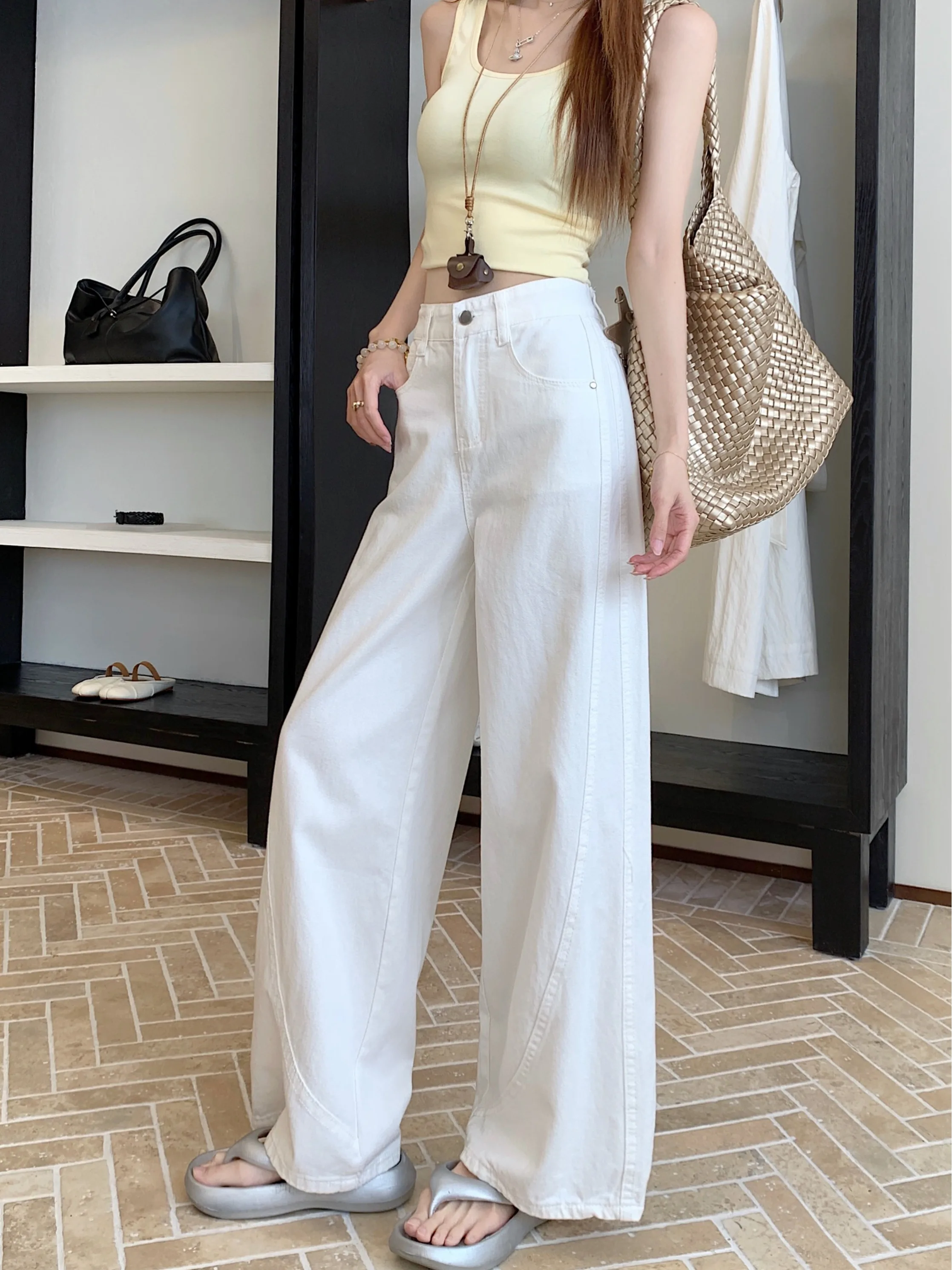 

Autumn Clothes Korea Ladies Wide Blue Jeans Women'S Clothing Plus Size Embroidery Floral Pattern Print Graphic Art Decoration