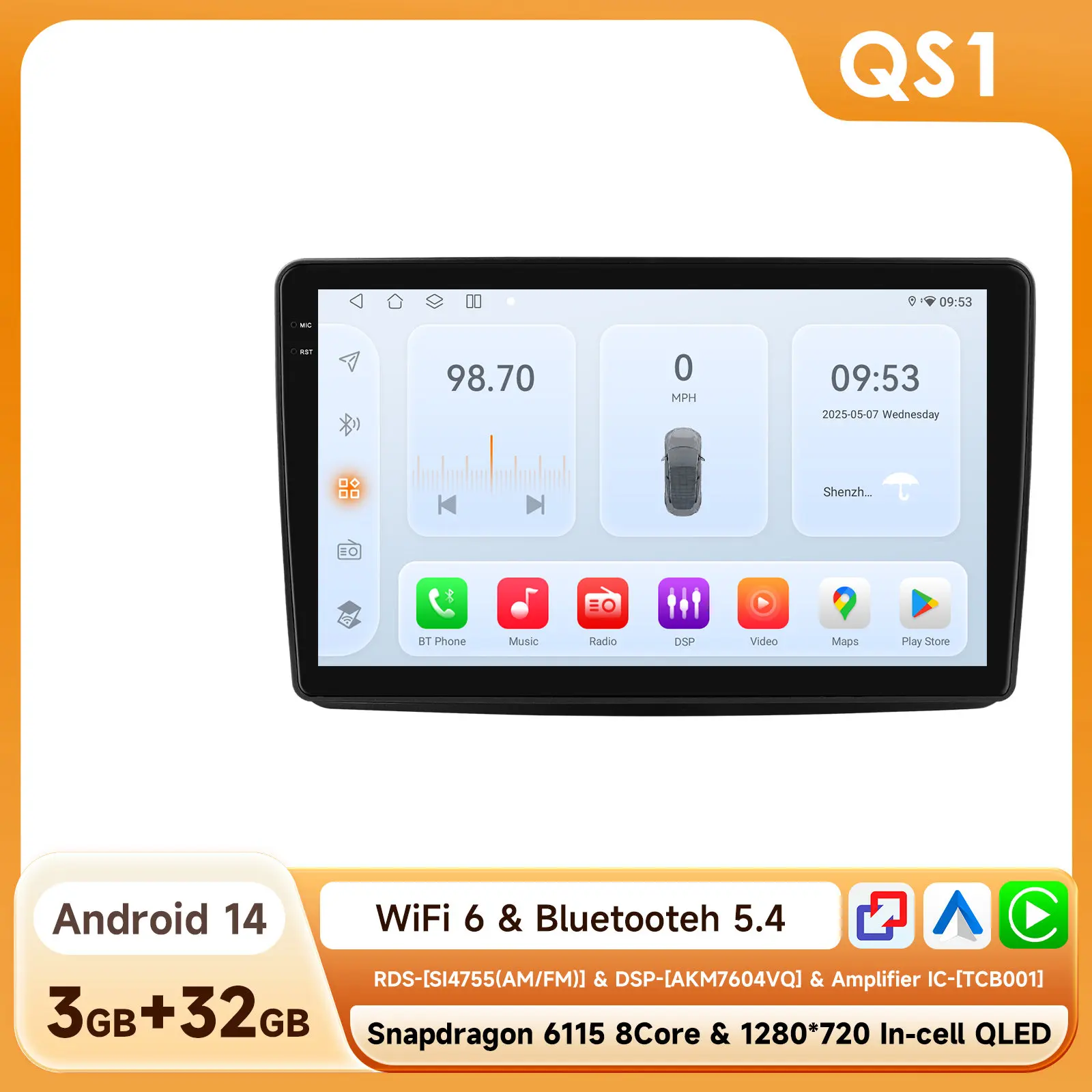 OSSURET Android 14 autoradio voor Fiat Panda 169 2003 - 2012 Intelligent systeem Carplay auto multimediaspeler GPS 4G 6115