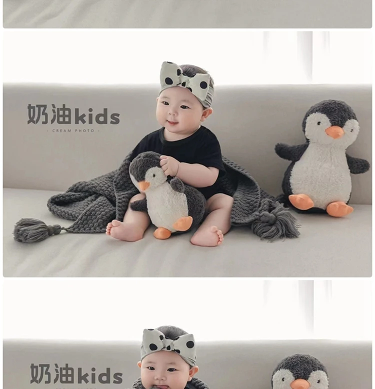 

Bai Tian Baby Photography Costume Penguin Prop Half Year Old Photo Weekly Photo ropa recien nacido fotografia niña 신생아사진