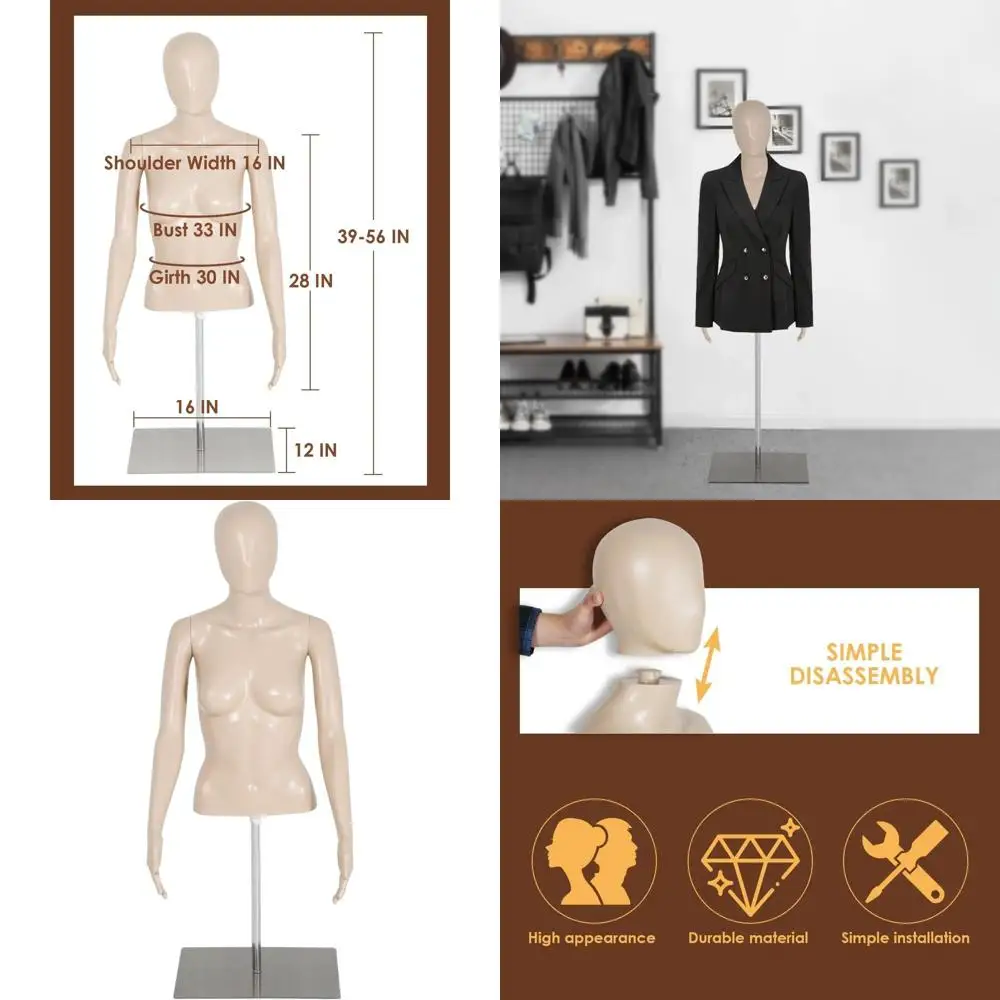 

Реалистичный женский манекен, регулируемый (39-56 дюймов), для шитья, пошива одежды, демонстрации одежды