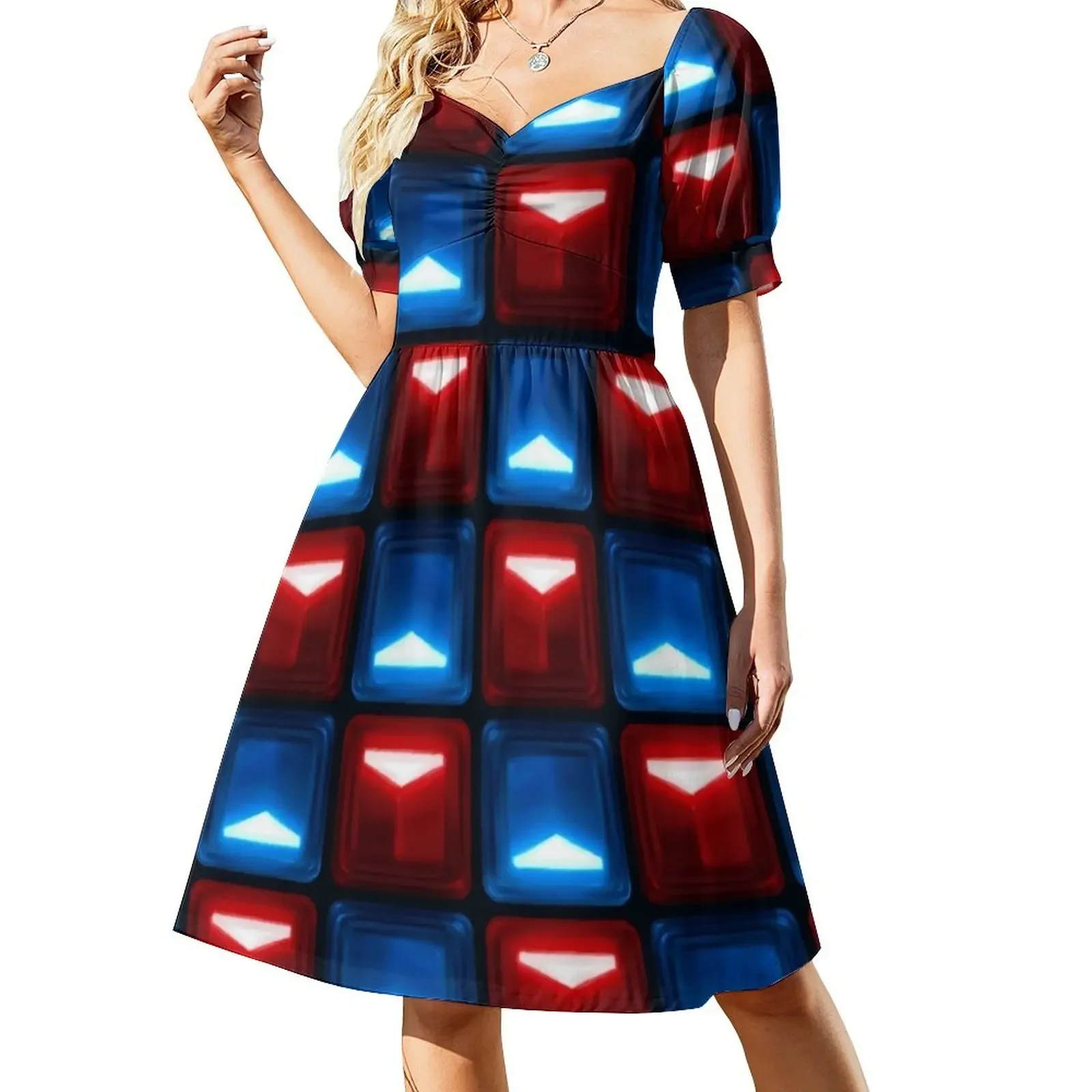 

Beat Saber - V2 Block Pattern Short-Sleeved Dress dress dresses elegant dresses for women prom clothes